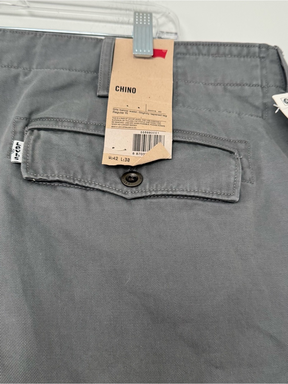 NWT Levi's Chino Pants Mens 42x30 Regular Fit Tapered Leg Olive Gray Flat Front - Picture 6 of 8